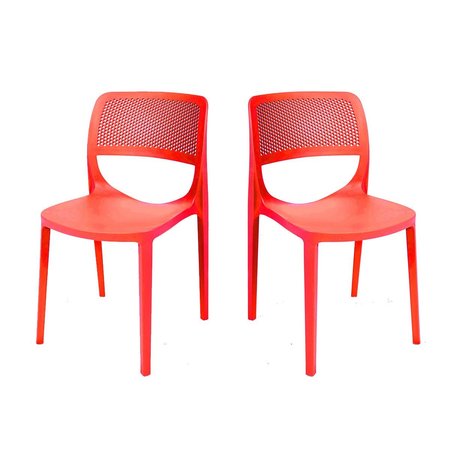 RAINBOW OUTDOOR Mila Set of 2 Stackable Side Chair-Red RBO-MILA-RED-SC-SET2